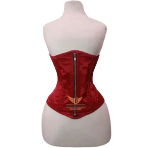 Satin Corset Zipper Underbust Waist Trainer -- Steel Boned Cincher | Gothic Steampunk Curve Shaper P10SZ